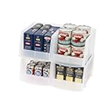 IRIS USA Clear Plastic Stackable Storage Bins, X Large- 4 Pack, Open Front Fridge Pantry Kitchen Closet Cabinet Bathroom Organizer Basket for Organizing Snack, Cans, Office Supplies, and Coffee Pods