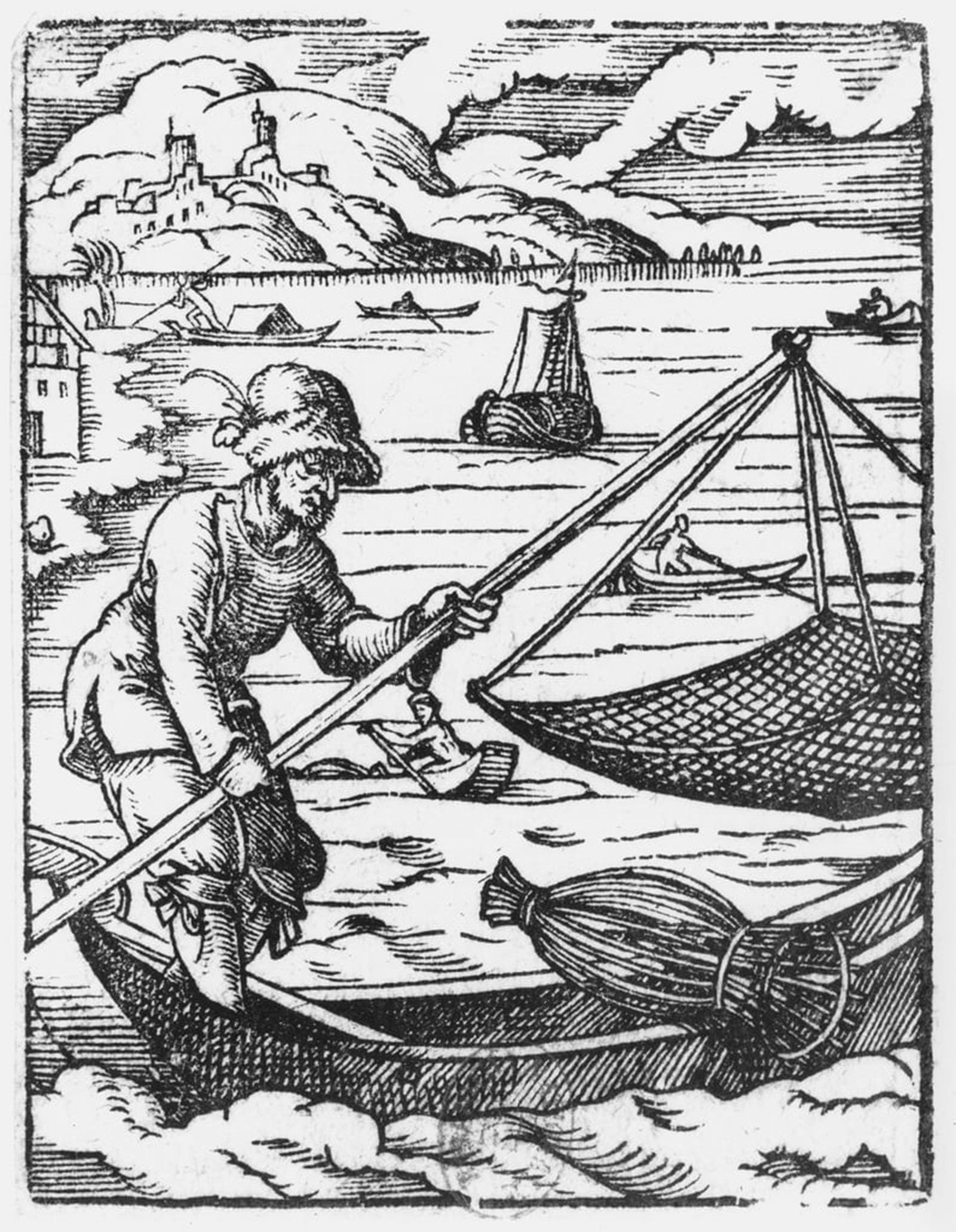 SERENDIPITP Vintage Wall Art Canvas Nordic Poster Canvas Print Picture the Fisherman by Jost Amman Wall Art Poster for Home Decor 60x90cm