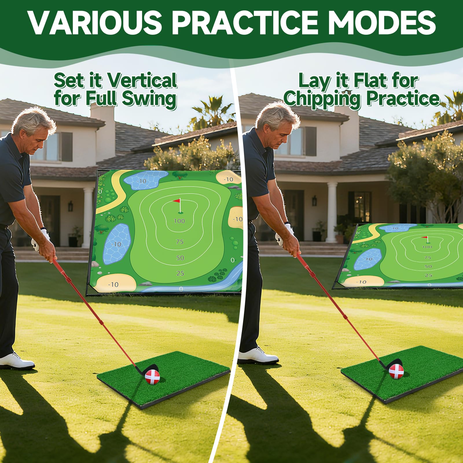 Juego de Golf Extra Grande de 1,8 x 1,8 m con Marco de Aluminio, Juego de Objetivo Familiar portátil para Entrenamiento de descamación, diversión para niños y Adultos, Interior y Exterior