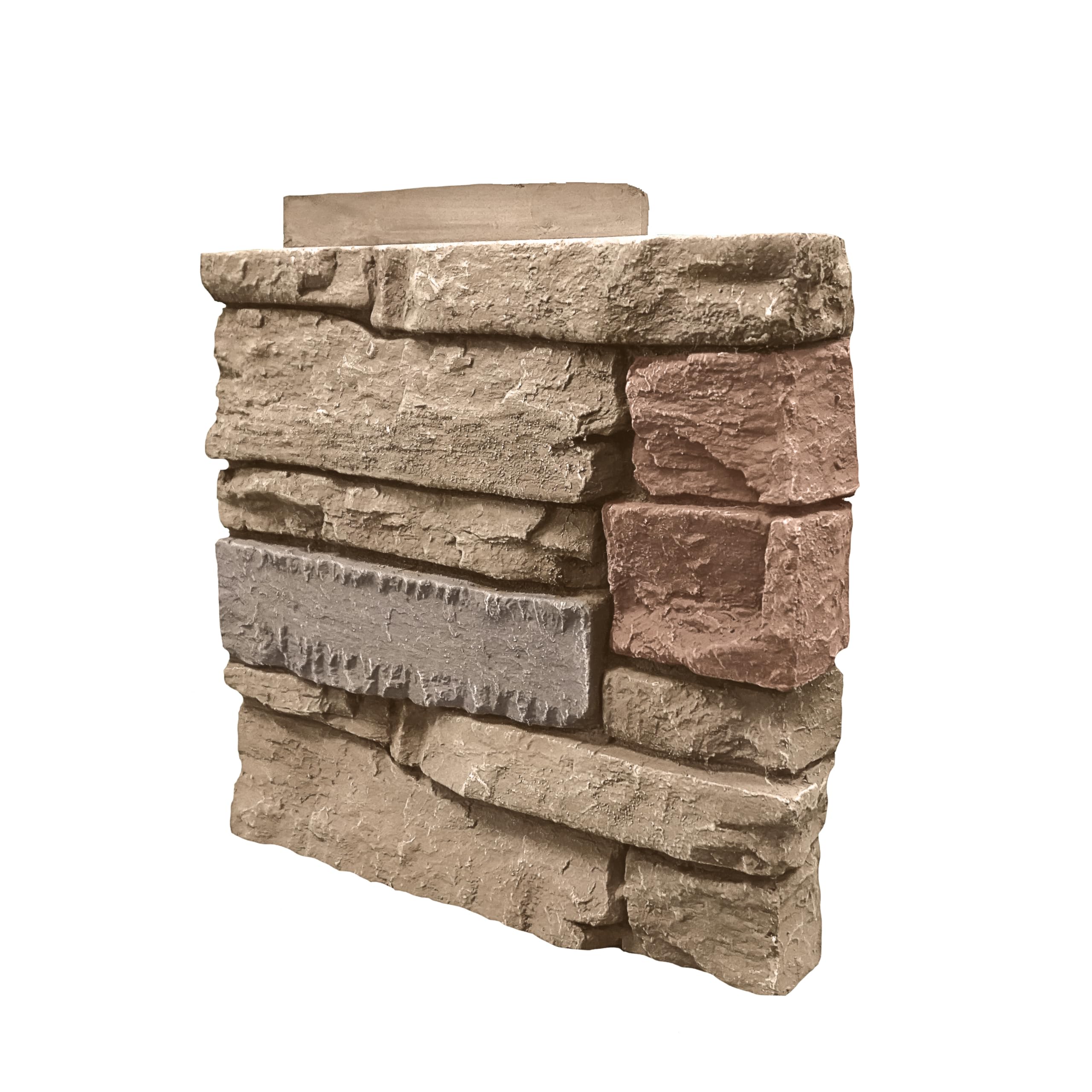 GenStone Faux Stacked Stone Right Corner Panel 12.5" x 11.25" in Desert Sunrise Color for Do It Yourself Friendly Home Improvement Projects