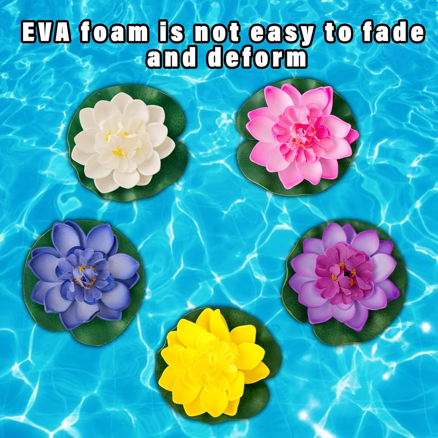 Water Floating Lotus Flowers, 5Pcs Artificial Floating Pond Decorations
