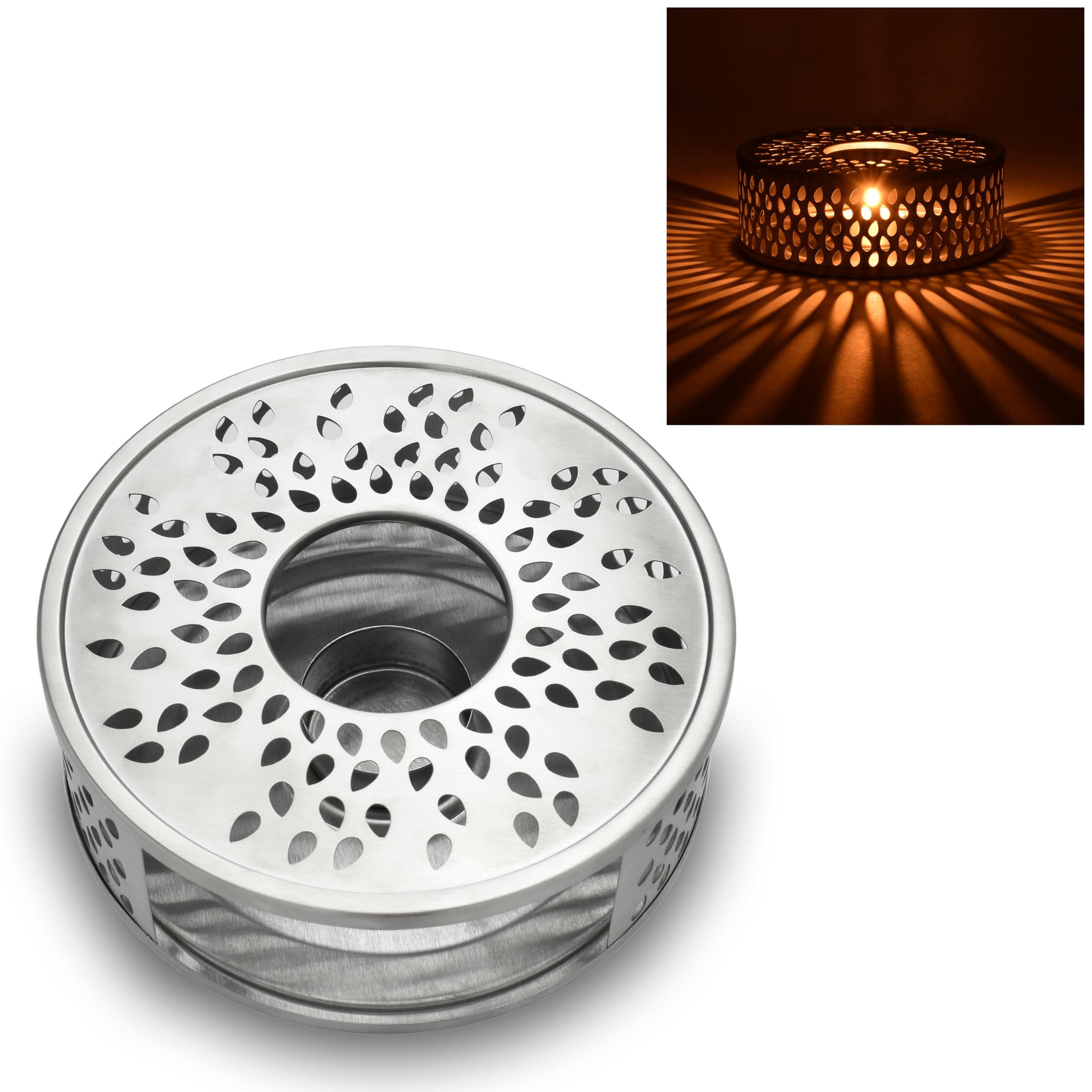 Creano Teapot Warmer Made of Stainless Steel with Tea Light Holder - Tea Warmer Suitable for All Teapots - Stable Does not Rattle