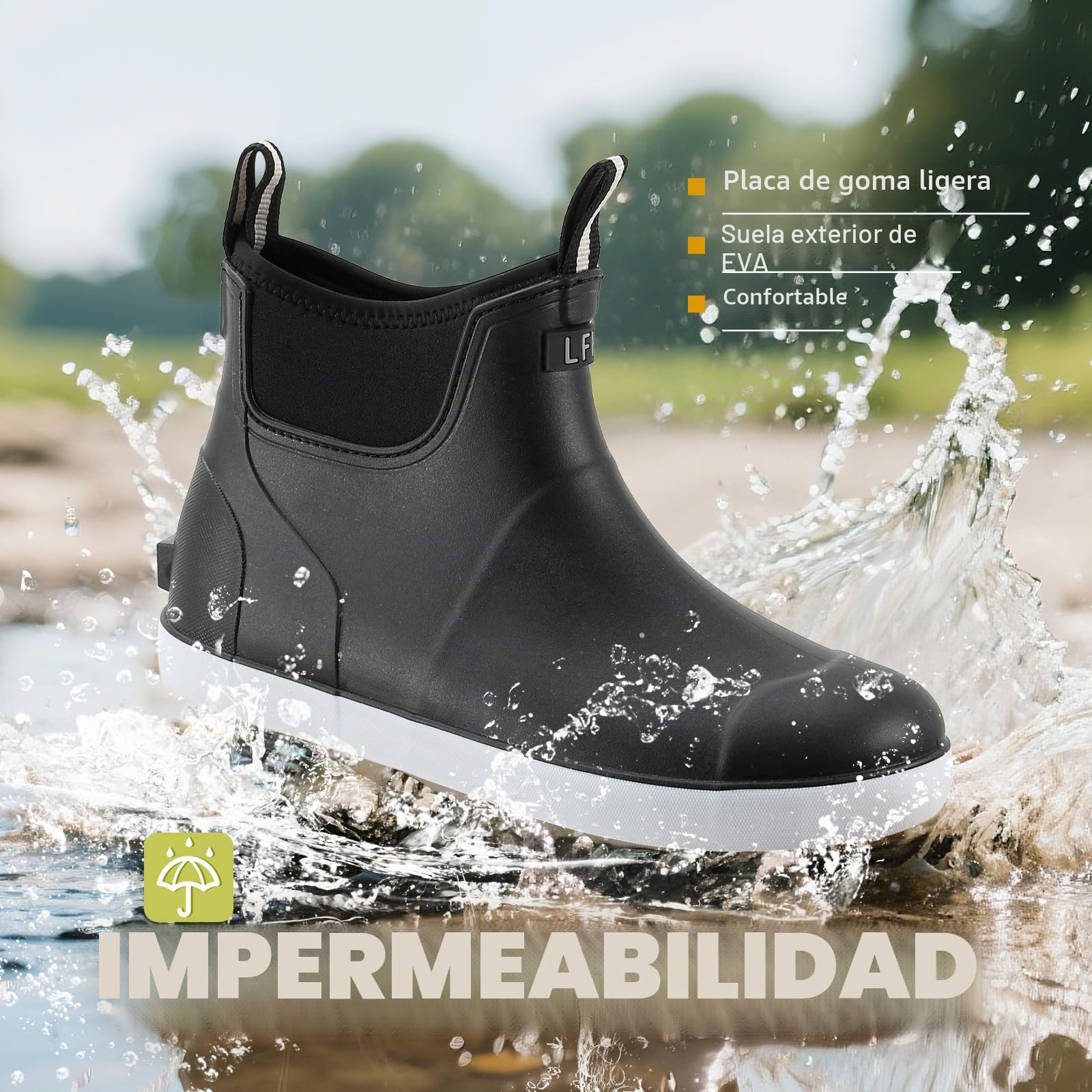Botas Agua Mujer, Zapatos de Lluvia Impermeable, Botines de Goma de Moda y Antideslizante