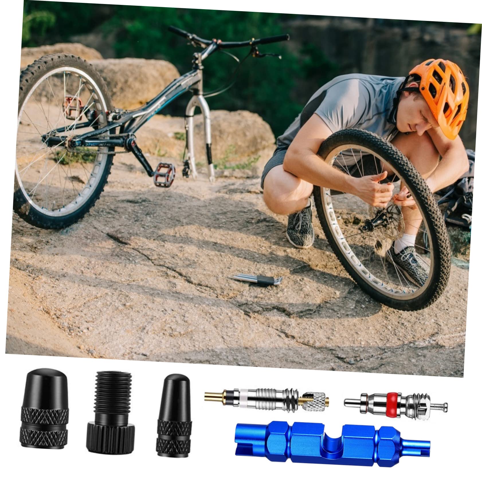 ibasenice Stängel Kappen Ventil Kern Fahrrad Reparatur Werkzeug Entfernung Luft Ändern Reifenkappe Reifenstamm Stielabdeckung Fahrradadapter Radstamm Aluminiumlegierung Schwarz