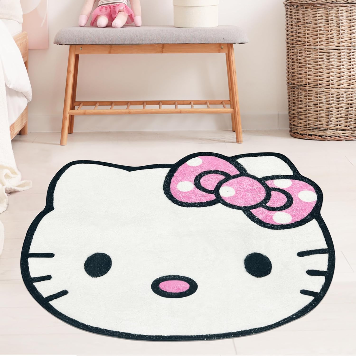 Super Soft Kitty Rugs Cute Area Rug for Room Decor Girls Bedroom Decoration Cashmere Mat Kitty Head-2 20"x24"