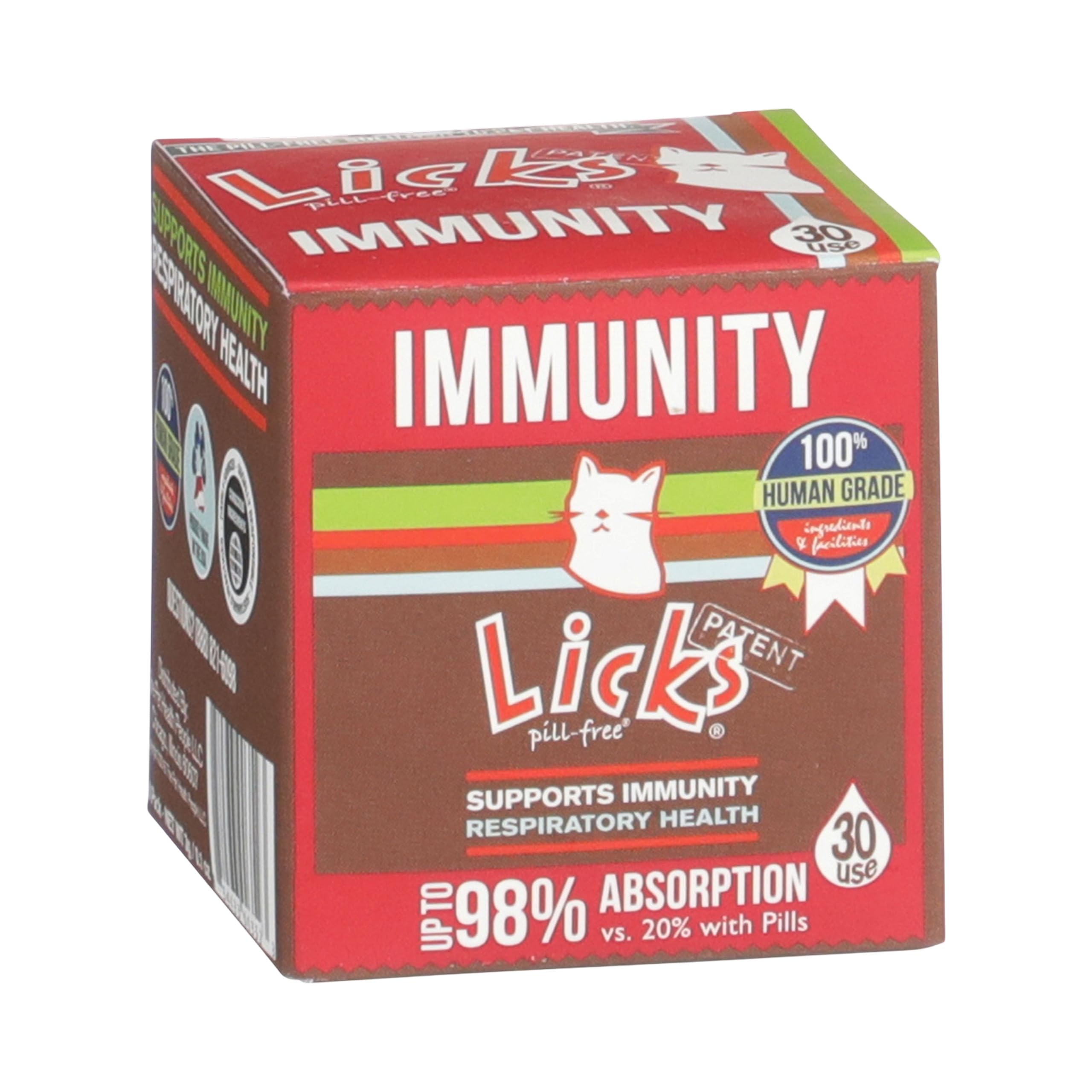 Licks Pill-Free Cat Immunity - Immune Support Cat Supplies - Respiratory Supplements - Health Supplies - Gel Packets - 30 Use