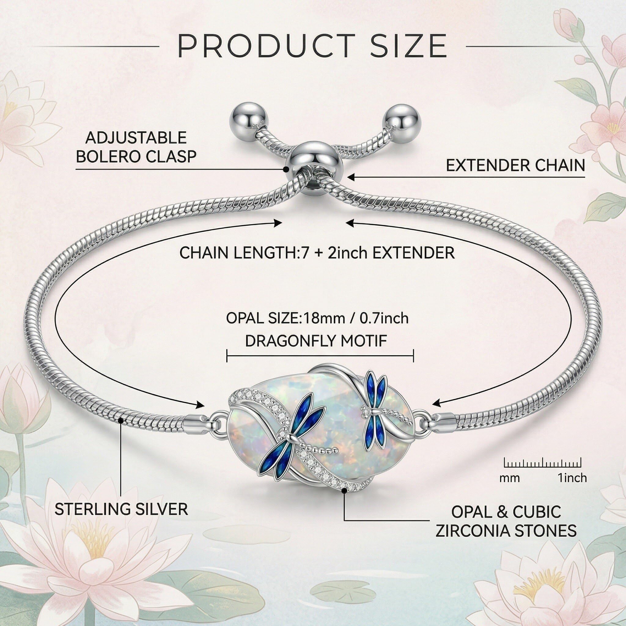 URONE Bracciale in argento Sterling 925 con opale, gioiello da donna