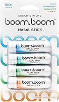 BoomBoom Nasal Stick Inhaler | Vapor Flow Technology | Natural Essential Oils + Menthol | Sinus Relief & Refresh (Mint, Wintermint, Tropical, Spearmint)