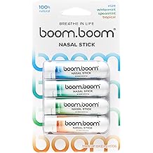BoomBoom Nasal Stick | Vapor Flow Technology | Cool Refreshing Sensation | Natural Mood Boost | Simple Ingredients | Essential Oils + Menthol Inhaler (Mint, Wintermint, Tropical, Spearmint)