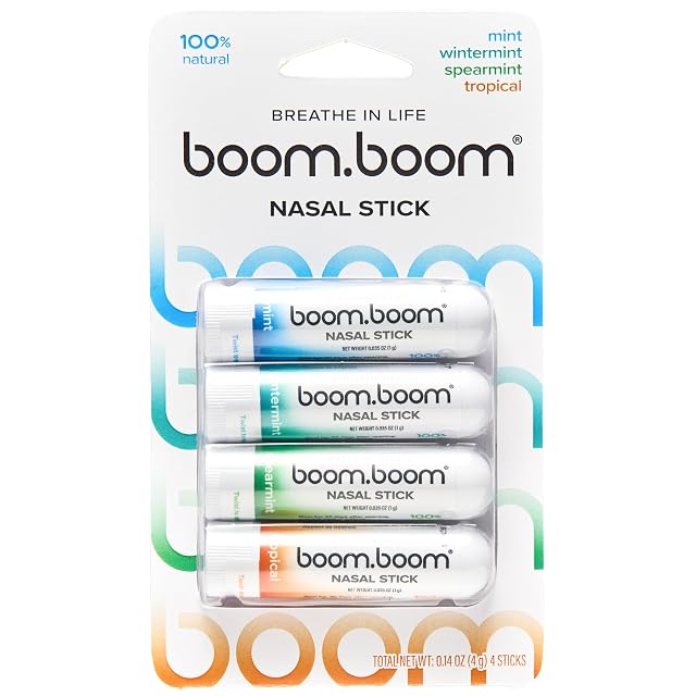 BoomBoom Nasal Stick Vapor Flow Technology Cool Refreshing Sensation Natural Mood Boost Simple Ingredients Essential Oils Menthol Inhaler