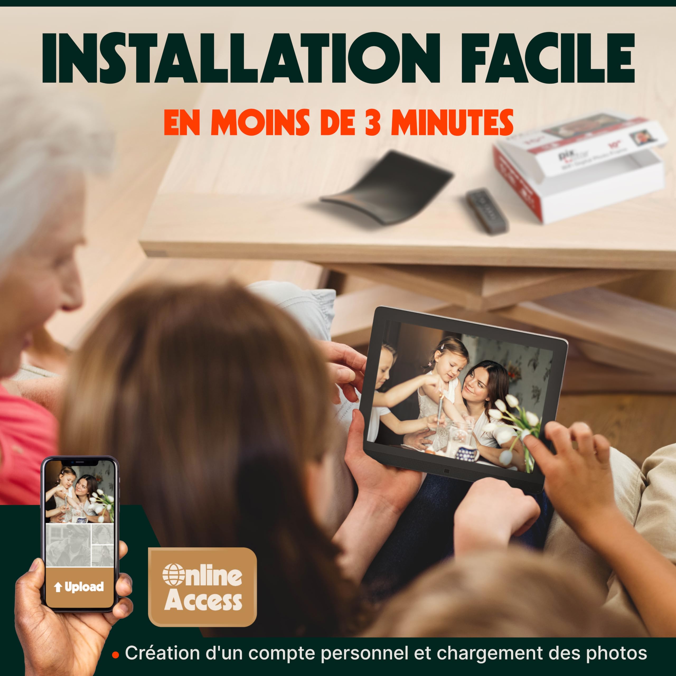Pix Star Cadre Photo numérique WiFi 10 Pouces, partagez des vidéos et des Photos instantanément par e-Mail ou Application, détecteur de Mouvement, écran IPS, Configuration en Une Minute, très Cadeau