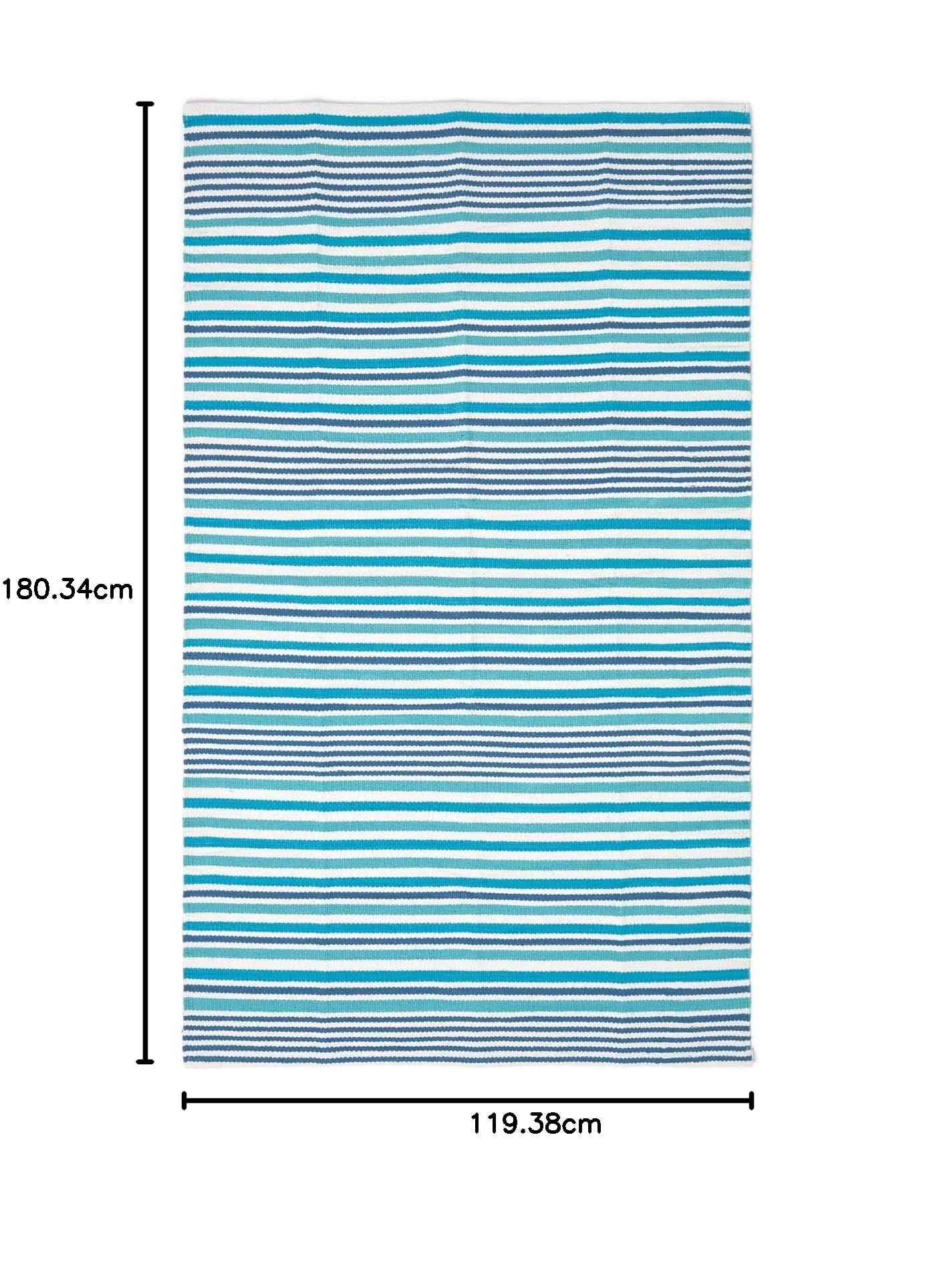 Homescapes Baumwollteppich 120x180 cm, Streifen-Teppich blau-weiß, Webteppich mit Streifen-Muster, Flachgewebe Teppich skandinavischer Stil