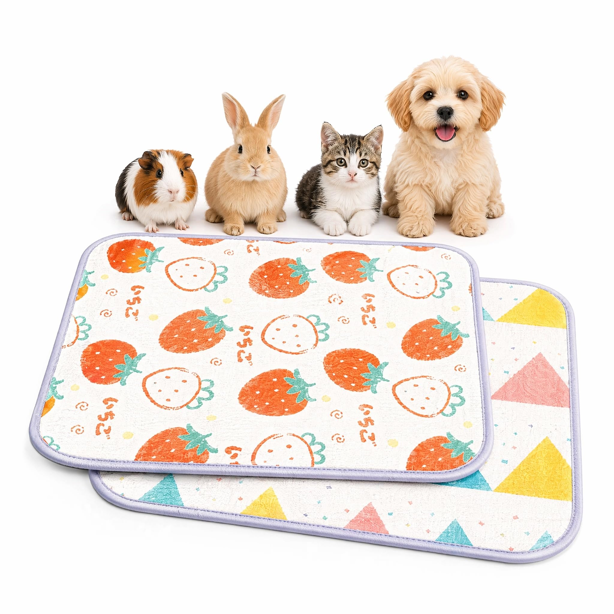 MIGIFTDY Kühlkissen für Kleintiere, Sommer-Eisseidenmatte für Kaninchen, waschbar, Meerschweinchenbett, atmungsaktiv, Hamsterkühler, ungiftig, Kaninchen-Schlafmatte für Käfig, 2 Stück