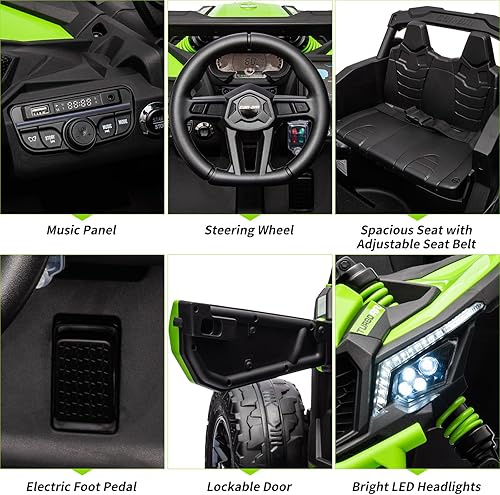 Miniatura 2 de Vehículo UTV de 12 V, auto UTV eléctrico todoterreno Can-Am con licencia Can-Am, camión para niños con control remoto, asiento grande, música, luces