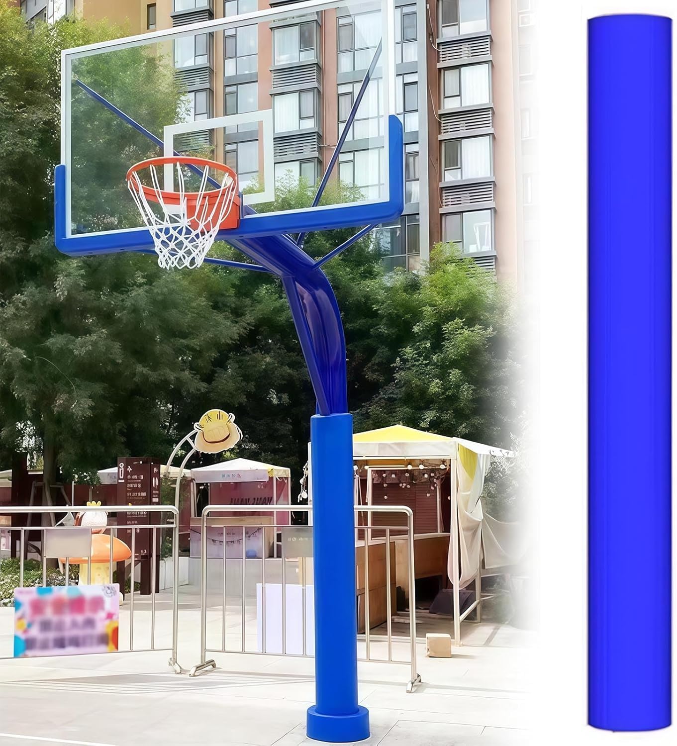 VUIKLCty Cylindrical Basketball Hoops And Swing Frames With Thickened Foam Padding(Blue,Dia 165mm)