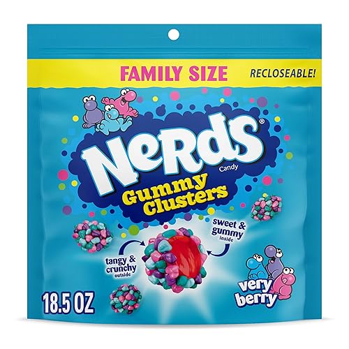 NERDS Gummy Clusters Candy, Very Berry, Crunchy and Gummy, 18.5 oz - Very Berry - 18.5oz (Pack of 1)