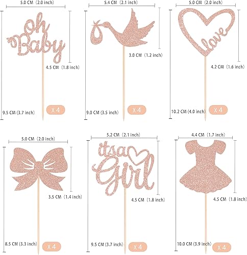 Miniatura 7 de 24 piezas Oh Baby Gold Blue de doble cara para cupcakes It's a Boy Cupcake Picks Heart Love Baby Shower Cake Decoraciones para niños suministros de