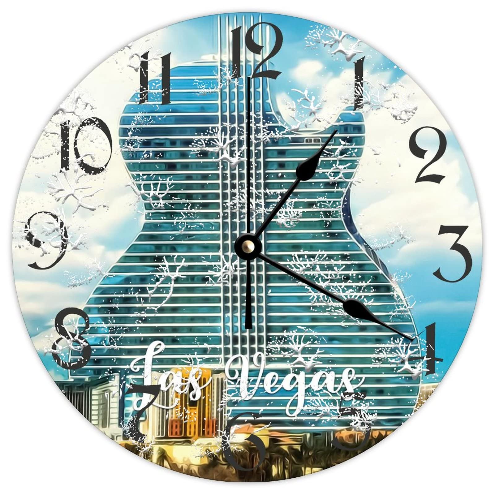 Horloge murale ronde en bois Las Vegas style vintage de 38 cm