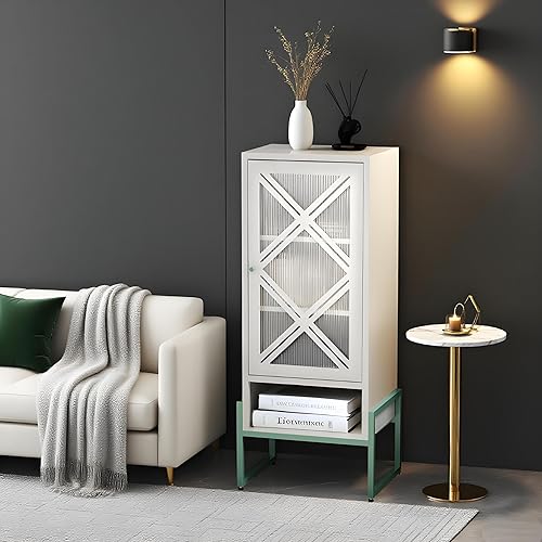 Miniatura 6 de Armario de almacenamiento de zapatos de metal de 14.82 pulgadas de ancho x 42.51 pulgadas de alto para entrada con puertas y 3 estantes, moderno