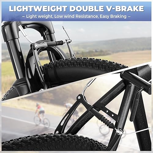 Vista 22 de 26 inch Mountain Bike with 7/21 Speeds Lightweight Cycling Bicycles, Dual Disc/V Brake,Metal Frame Bicycle for Men and Women, Adult Racing Bike