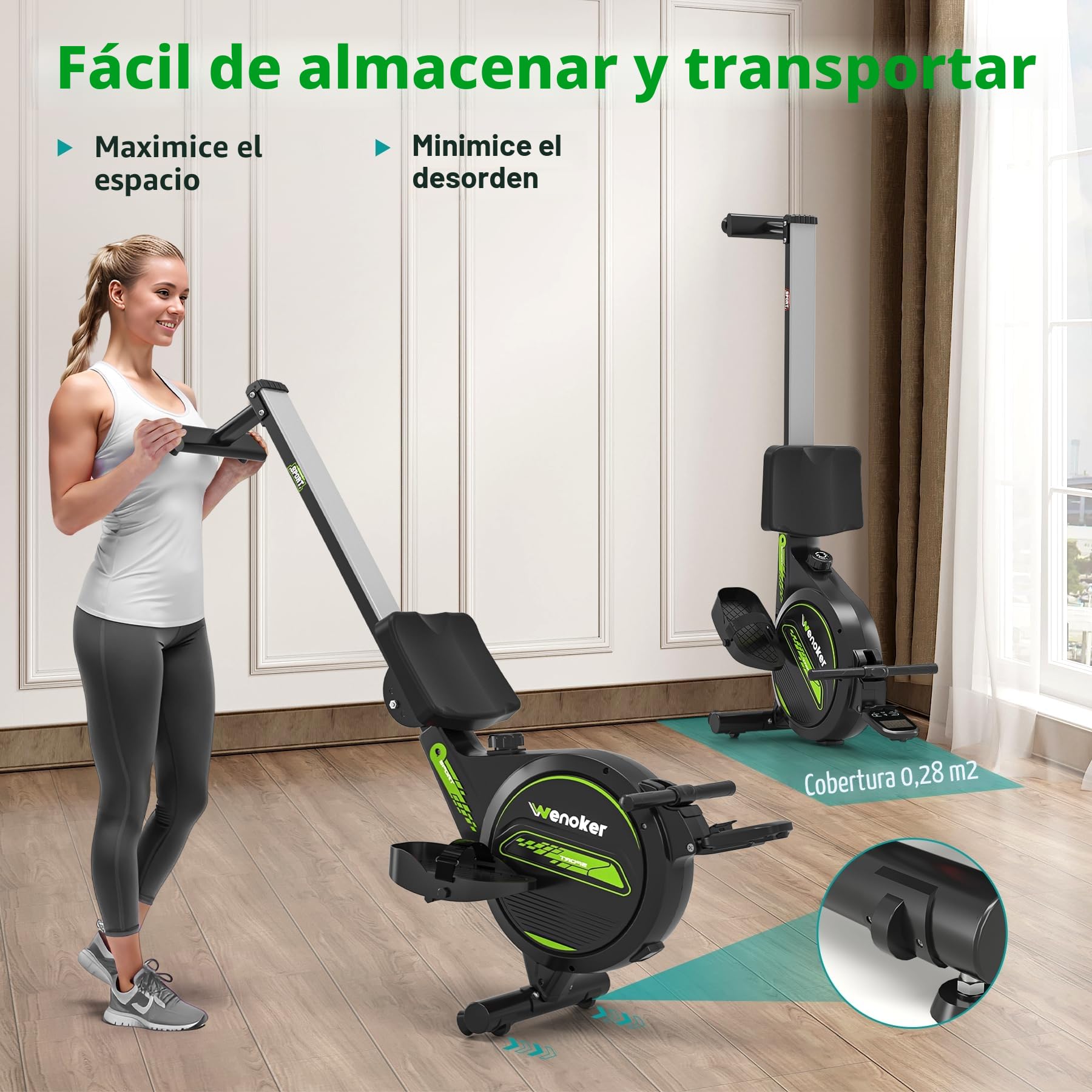 Wenoker - Remo magnético Plegable para el hogar, Capacidad de Peso de 160 kg, silencioso y Suave con Soporte para Tableta LCD y cojín de Asiento cómodo