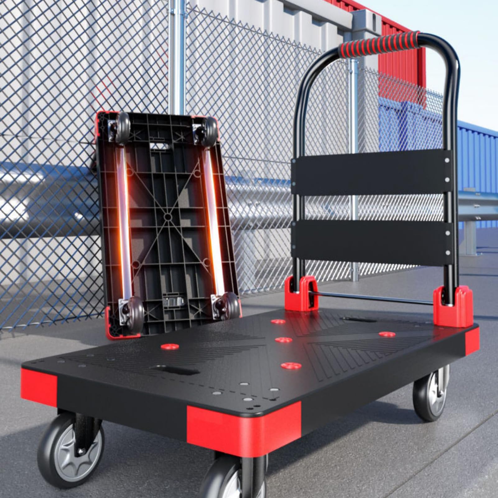 Chariot Portable Robuste à Quatre Roues - Un Chariot Pliable pour Un Rangement et Un Transport faciles à la Maison ou au Bureau, Chariot à Plateforme de 60 x 40 cm.