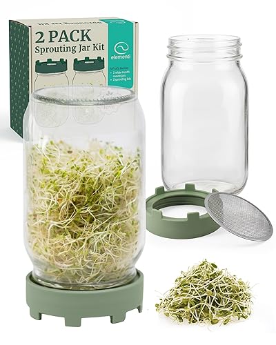 Elementi Sprouting Jar Kit - Set of 2 Wide Mouth