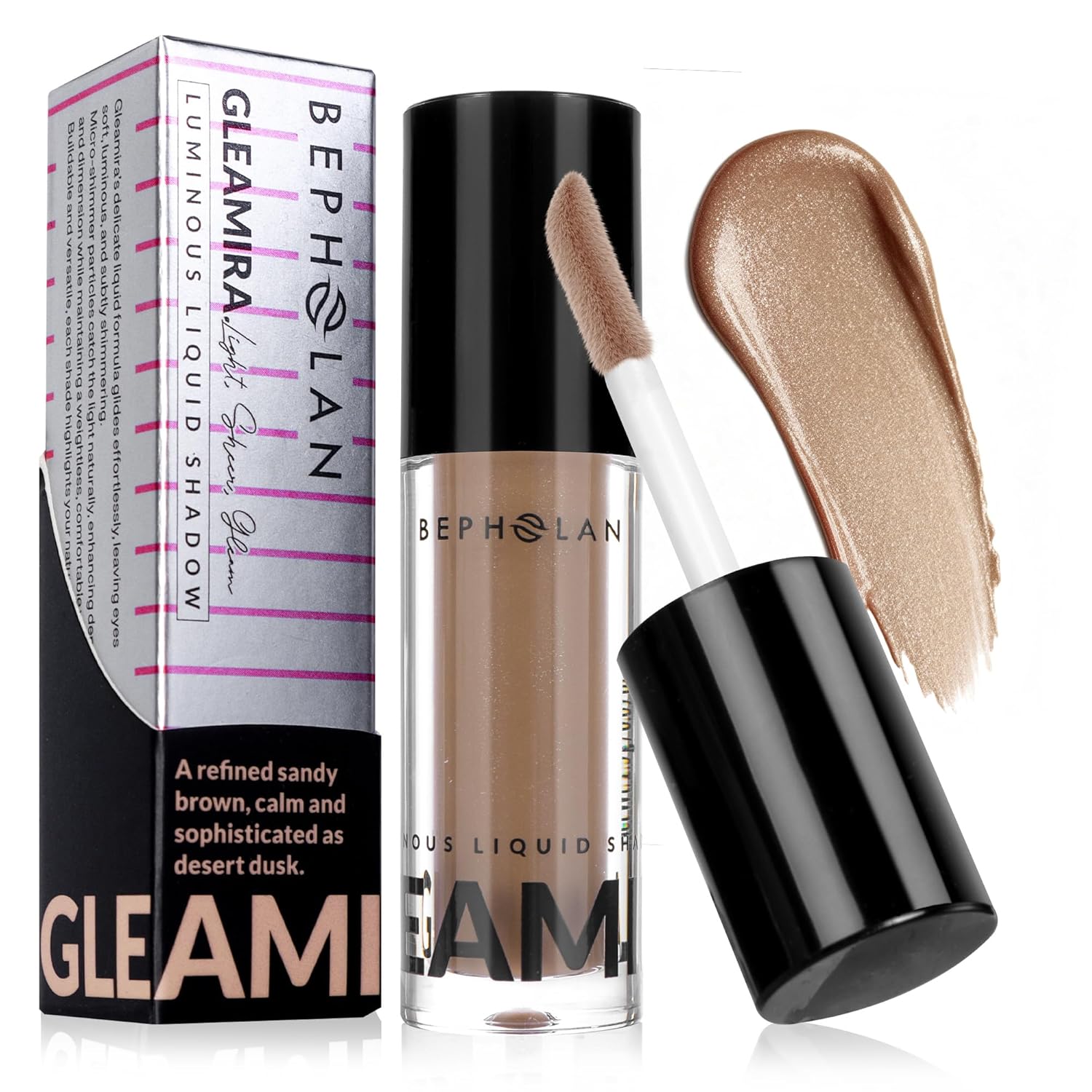 BEPHOLAN Matte Brown Liquid Eyeshadow With Subtle Shimmer Waterproof,Long-Lasting, Neutral Naked Smooth Creamy Eyeshadow Lightweight Crease-Resistant Liquid-to-Powder Eye Shadow(Sahara Dusk 05#)