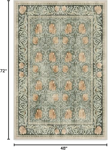 Vista 251 de RUGGABLE x Morris & Co Tapete prémium de pasillo lavable, para pasillo, cocina, entrada, sala de estar, dormitorio u oficina, con base Madreselva