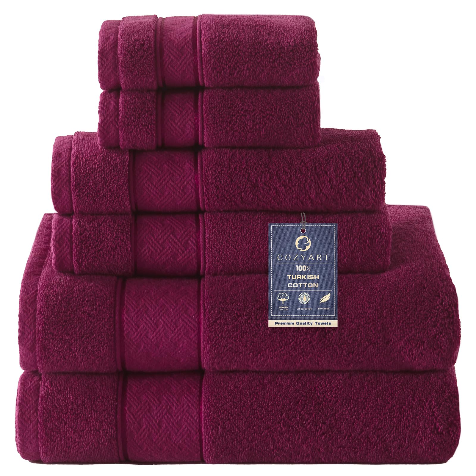 Amazon.com: COZYART Burgundy Bath Towel Set 6 Piece, 2 Bath Towels