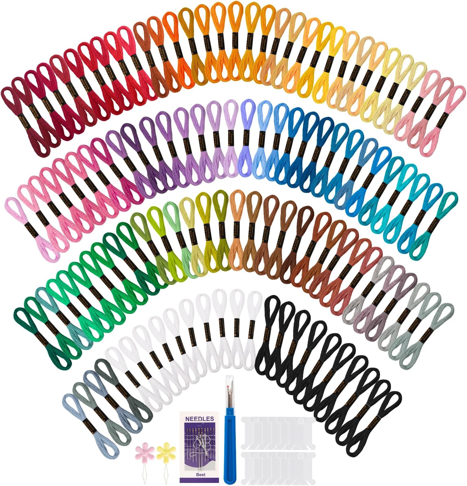 100 Farben Stickgarn Set - Je 8 Meter Weiches Polyestergarn Für Kreuzstich & Basteln