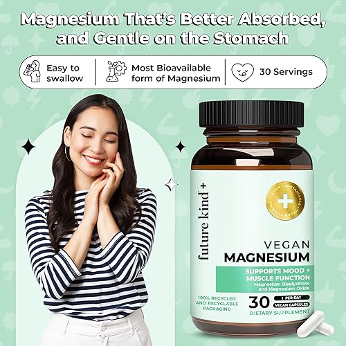 Miniatura 7 de Future Kind Suplemento vegano de magnesio quelatado  (30 unidades) más biodisponibles y 6 veces más potentes cápsulas de magnesio  Magnesio derivado