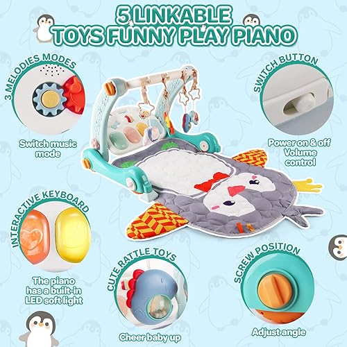 Miniatura 2 de deAO Alfombrilla de juego para bebés, gimnasio, tiempo boca abajo, centro de juegos para bebés y tapete de actividades para bebés, caminante de