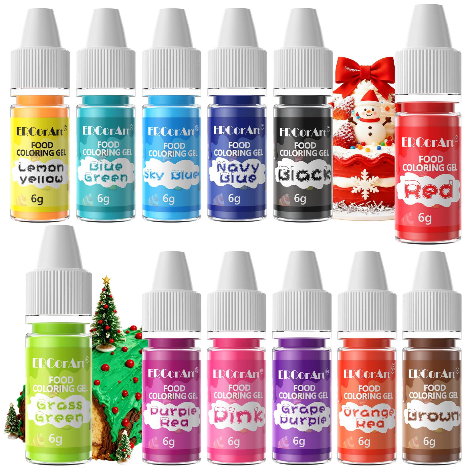 Gel Food Coloring - 12 Colors Food Gel Coloring, Food Grade Food Coloring for Cookie Decorating, Vibrant Concentrated Food Dye for Easter Egg, Fondant, Cookie, Frosting, Royal Icing, Baking - 0.25