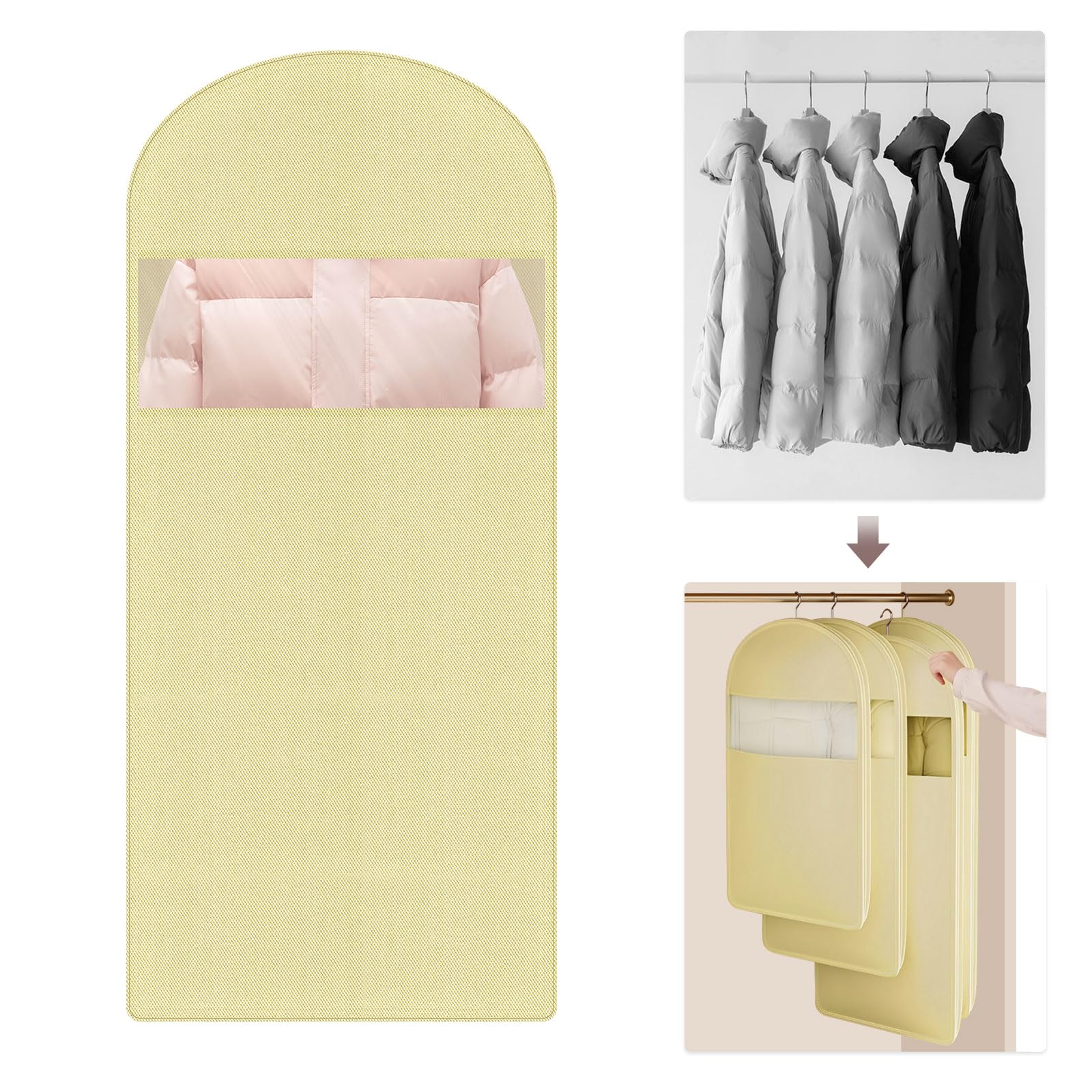 35 Short Space Saving Garment Bags for Hanging Clothes Hanging Storage Bags with Self Compression Zipper Washable Coat