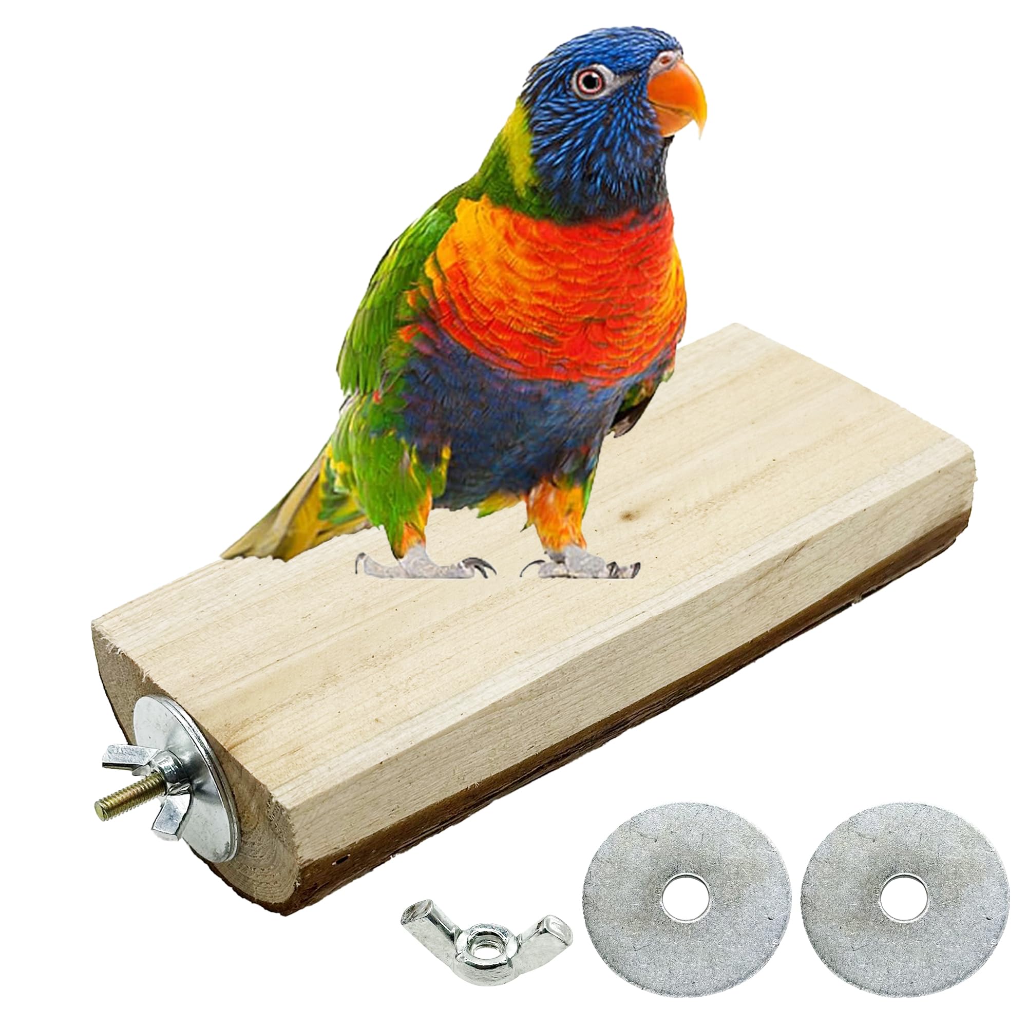 Allazone Natural Wooden Bird Perch Stand for Cage, Parrot Platform, Bird Perch Toy for Small Animals, Cockatiels, Parakeets, Finches