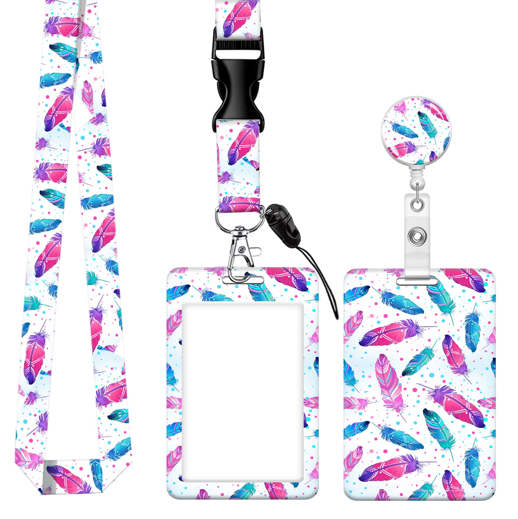 Portatarjetas retráctiles con cordón desmontable, divertido soporte para tarjetas de identificación, llavero vertical protector de identificación, clips de etiquetas de nombre de moda con carrete de