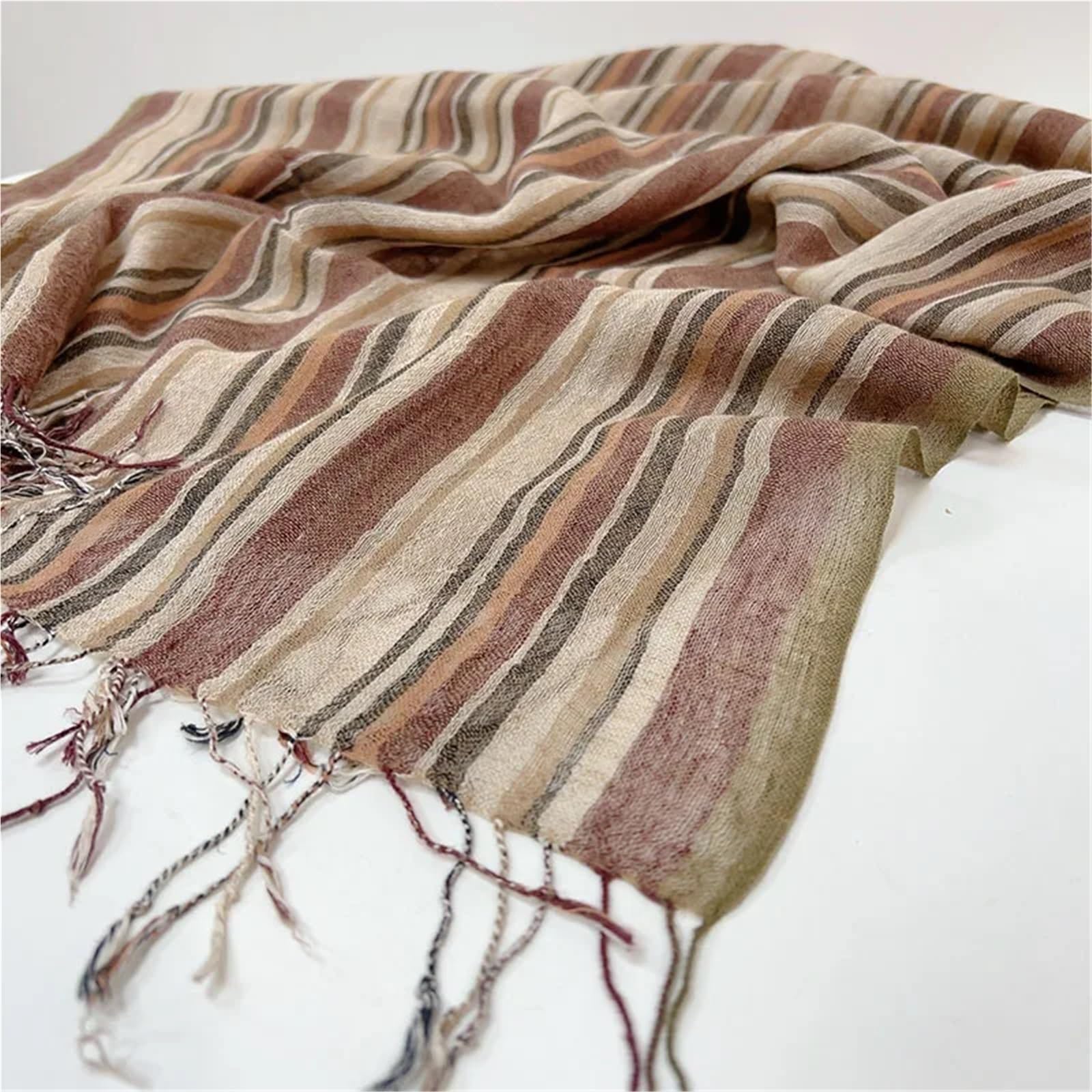 Sciarpa in Cotone e Lino Sciarpa casual a righe in misto cotone e lino