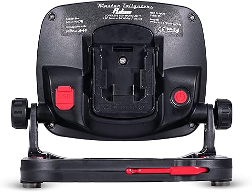 Miniatura 3 de Master Tailgaters Luz de inundación LED de pulso compatible con batería Milwaukee o Dewalt  Modos de luz roja sólida o roja intermitente blanca
