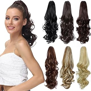 Luxiremi Ponytail - Coleta de pelo rizado con pinza de 40 cm, color bronce y amarillo