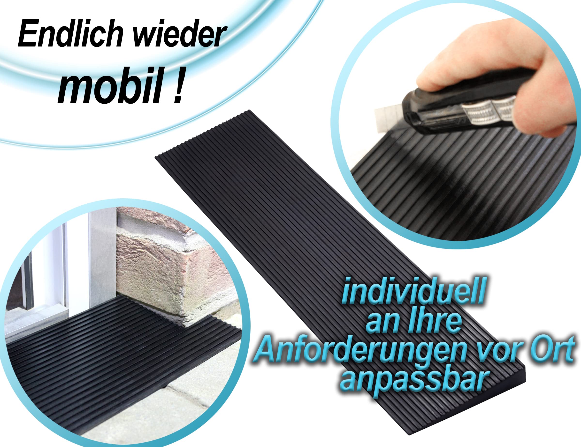Rampa para umbral de puerta de 3,0 cm, rampa de goma para silla de ruedas, cochecito, andador o patinete