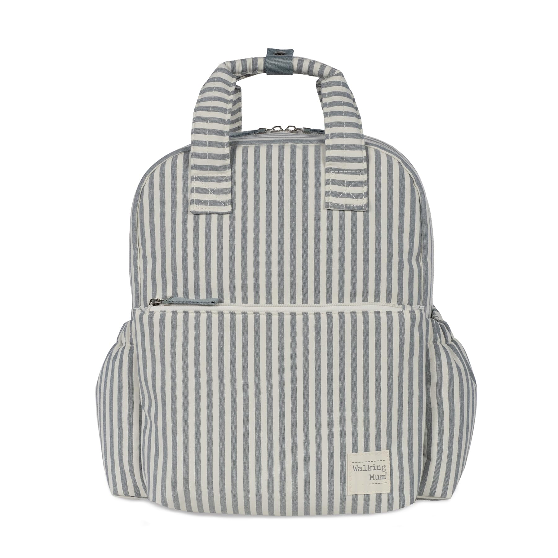 Walking Mum Mochila canastilla Praliné (Rayas Matcha)