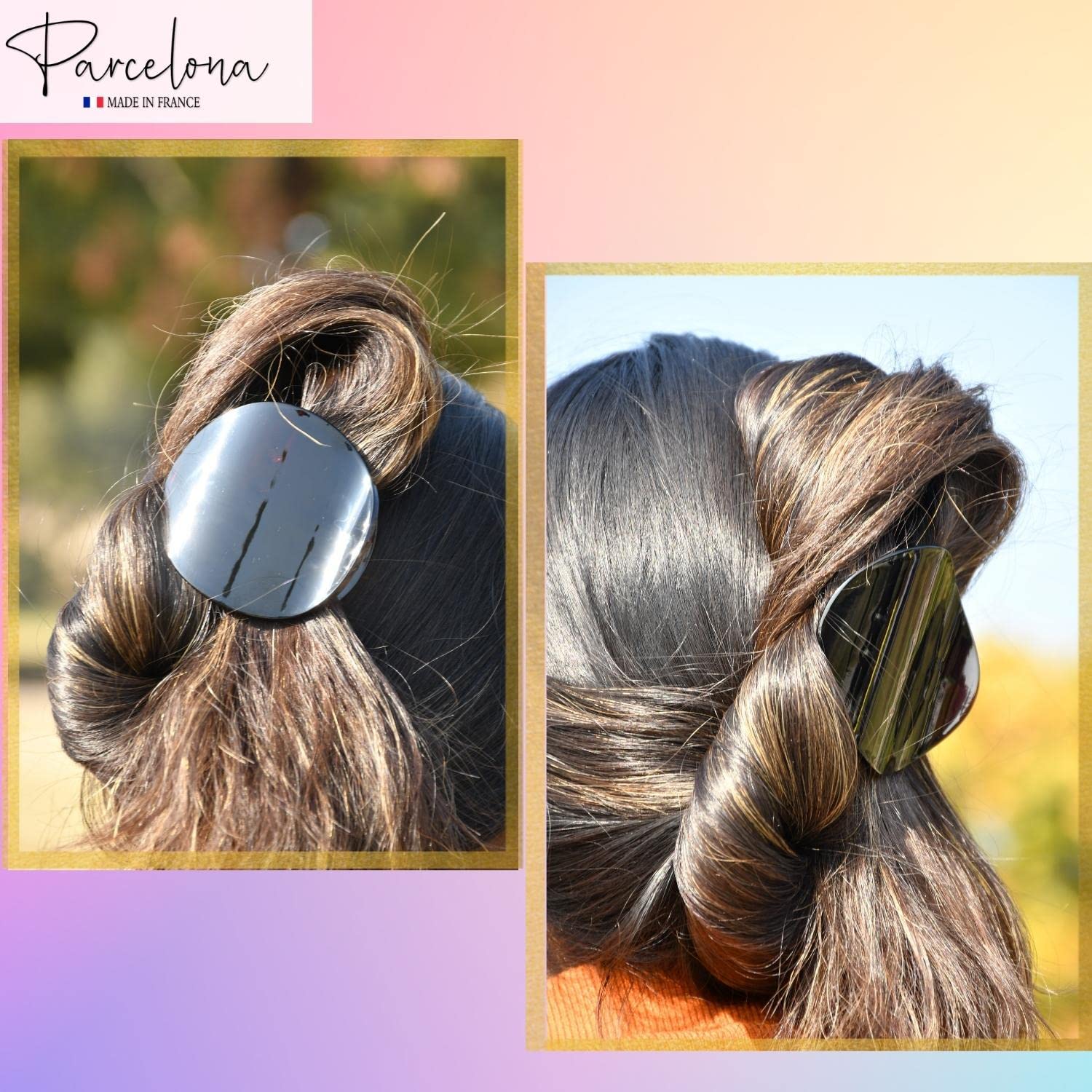 Hair Claw Set Celluloid French Style Durable Secure Grip Hair Clutcher Amazon.com : Parcelona French Fleur Medium 3.25 main image 3
