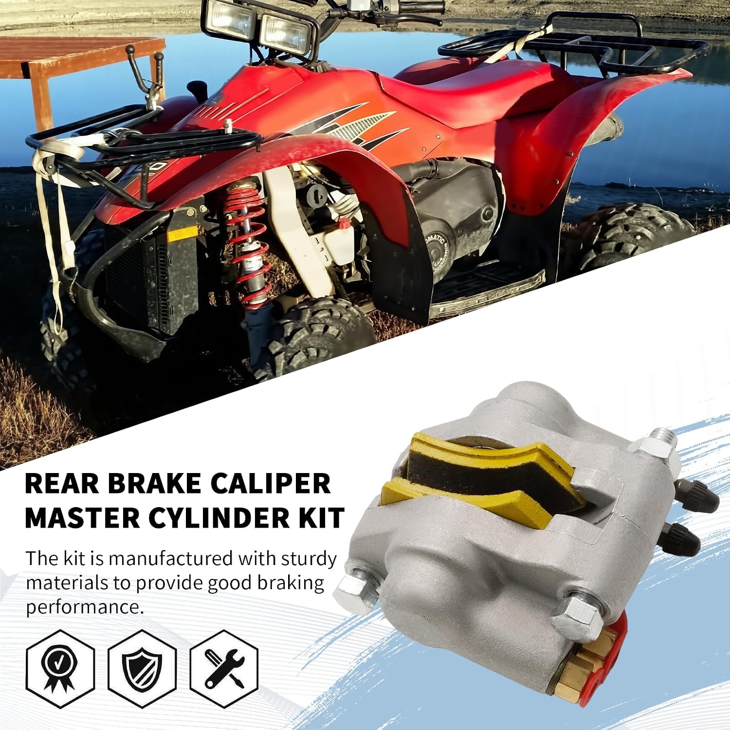 1910449 1910311 Rear Brake Caliper Master Cylinder Kit, Replacement for Polaris Scrambler 400 500 Magnum 325 500 Xpedition 325 425 Trail Boss 325 330, Replaces 1910367 1910691