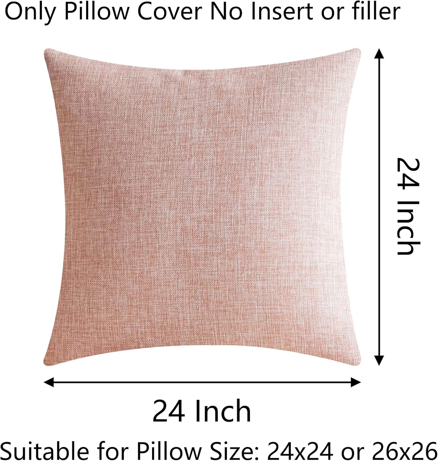 Demetex 24x24 Pillow Covers Pink Mothers Day Decorative Linen Throw Pillows for Couch Modern Square Euro Shams for Bed Sofa Bench Party Decorations, Set of 2, 24 x 24 inch, Pink