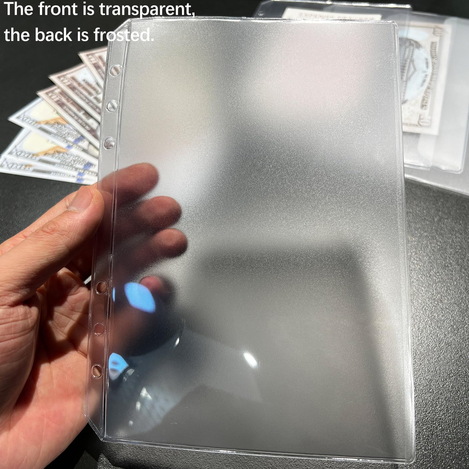 12PCS A5 Binder Pockets with No Zippers, Zipless Budget Envelopes for the Cash System, A5 Binder Pouch for 6 Ring Binder, Money Folder Organizer, Clear PVC Savings Challenges Envelopes, 12PCS. - Image 4