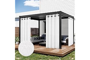 LazBlinds Outdoor Curtains for Patio, Grommet Top, White