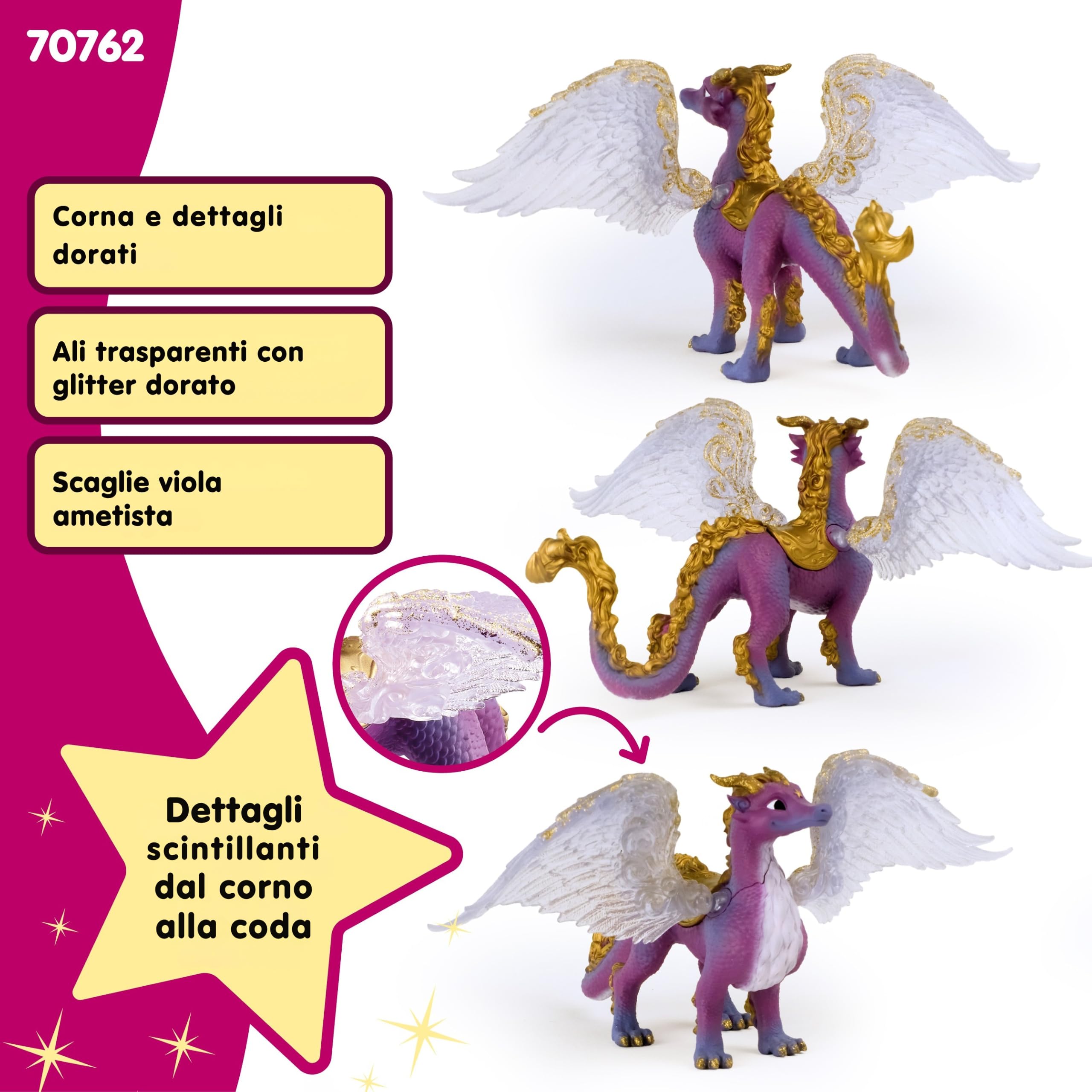 SCHLEICH BAYALA | Drago del Cielo Notturno 70762 | Figura dettagliata con Ali mobili e Trasparenti & Magnete Integrato | Idea Regalo per Bambini | Giocattolo dai 5 Anni | 15 x 10 x 18 cm