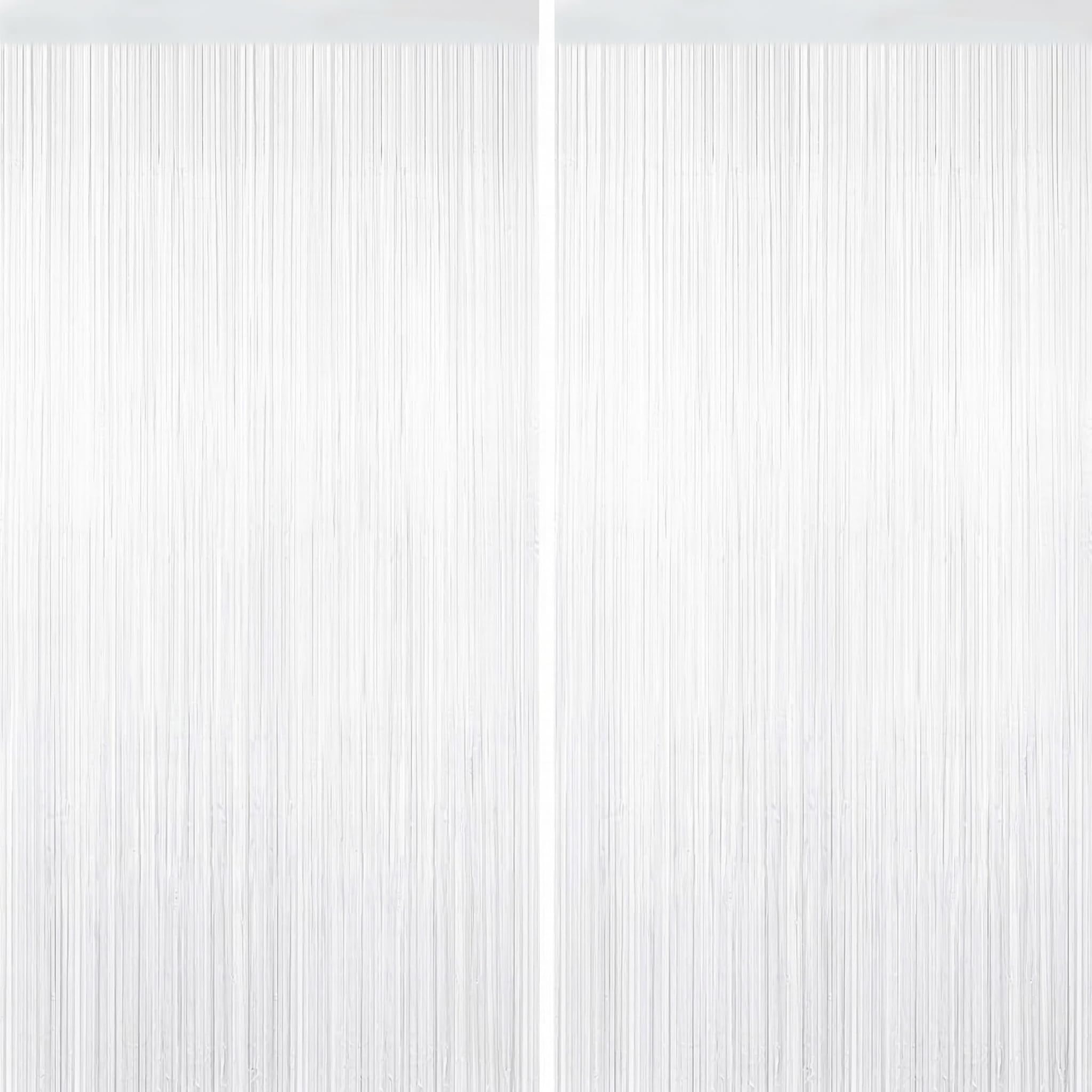 Photo 1 of 2 Pack White Tinsel Curtain Party Backdrop Decorations, Metallic Foil Fringe Curtain for Wedding Parties Door Streamers Christmas Baby Bridal Shower Birthday Bachelorette Photo Booth Party Decor