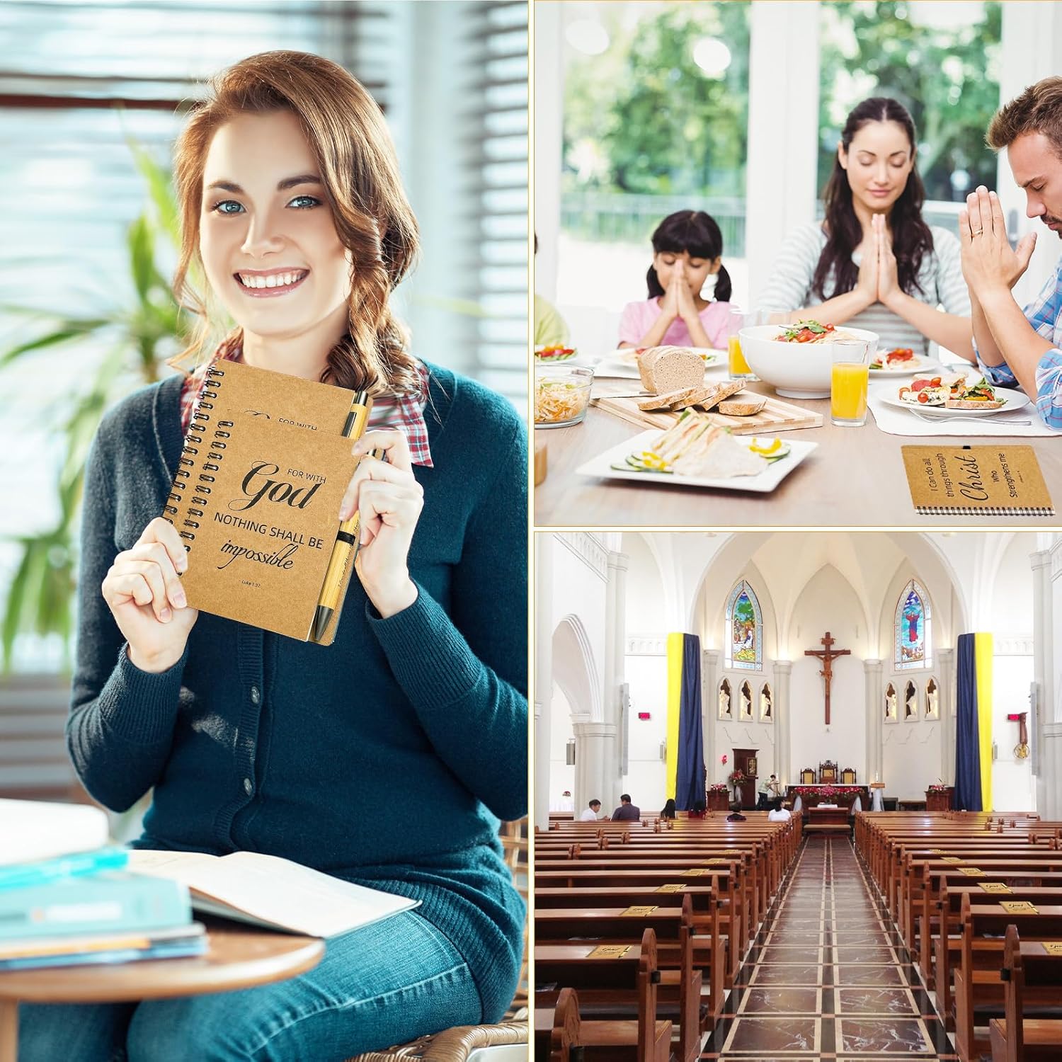 20pcs/10sets Bulk Christian Gift Spiral Notebooks with Bible Bamboo Pen Prayer Journal for School Office Believers Staff Inspirational Diary Mini Notepad Mother's Day Gift Inspirational Thank You Set - Image 6